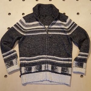 Cotton - merino wool shawl collar zip-up cardigan